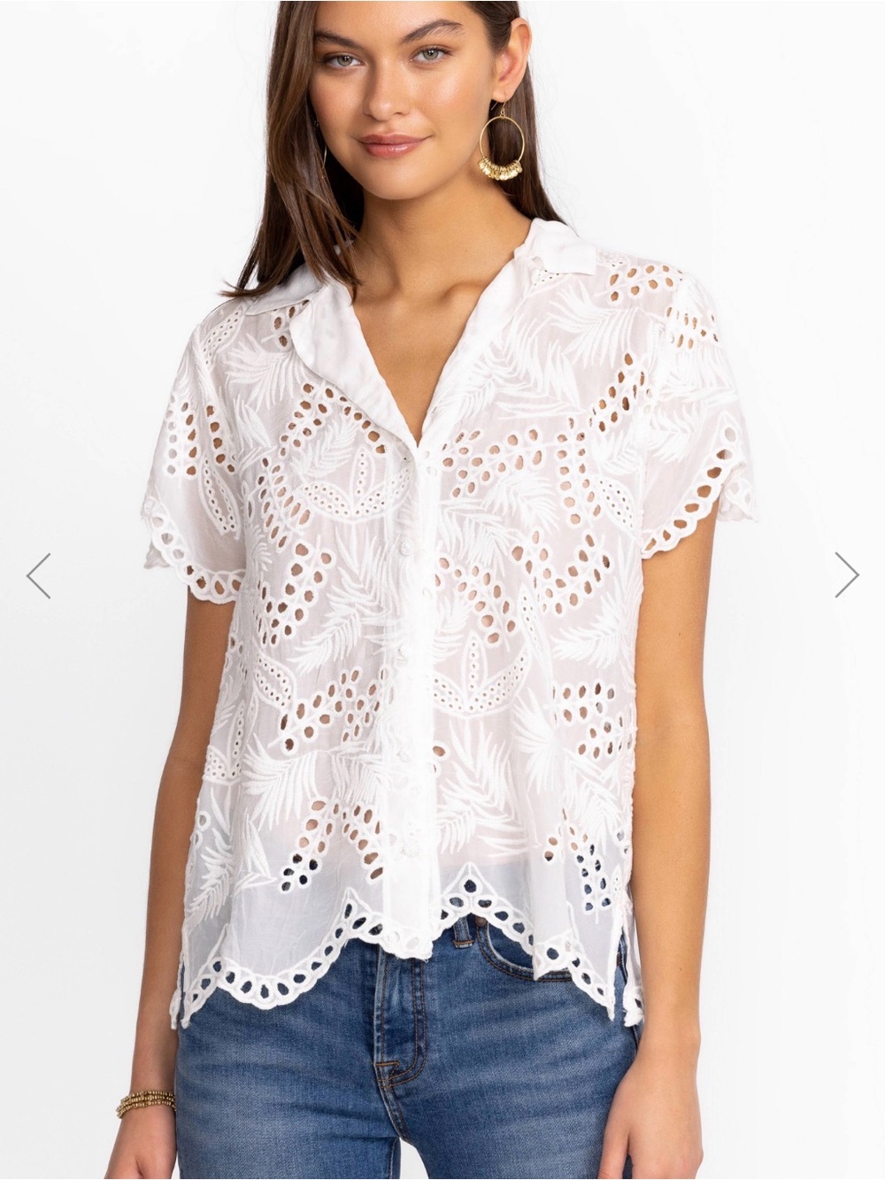 Johnny Was white Cleo Cooper button up blouse women’s medium